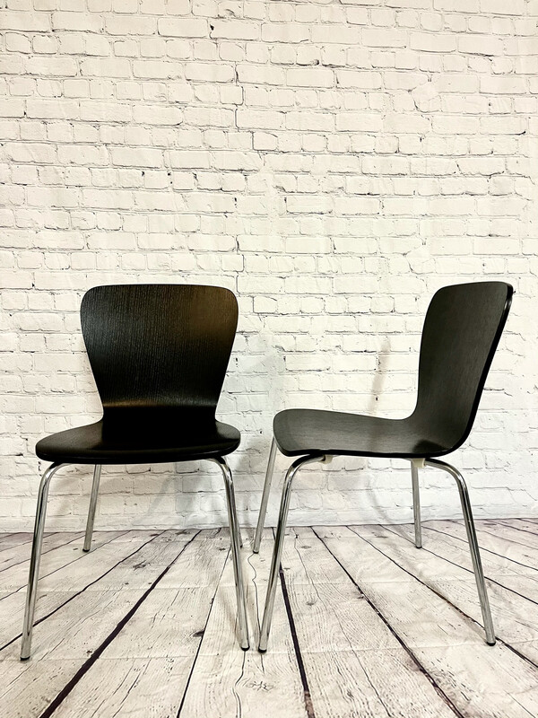 Black And Chrome Dining Chair - Set Of 4