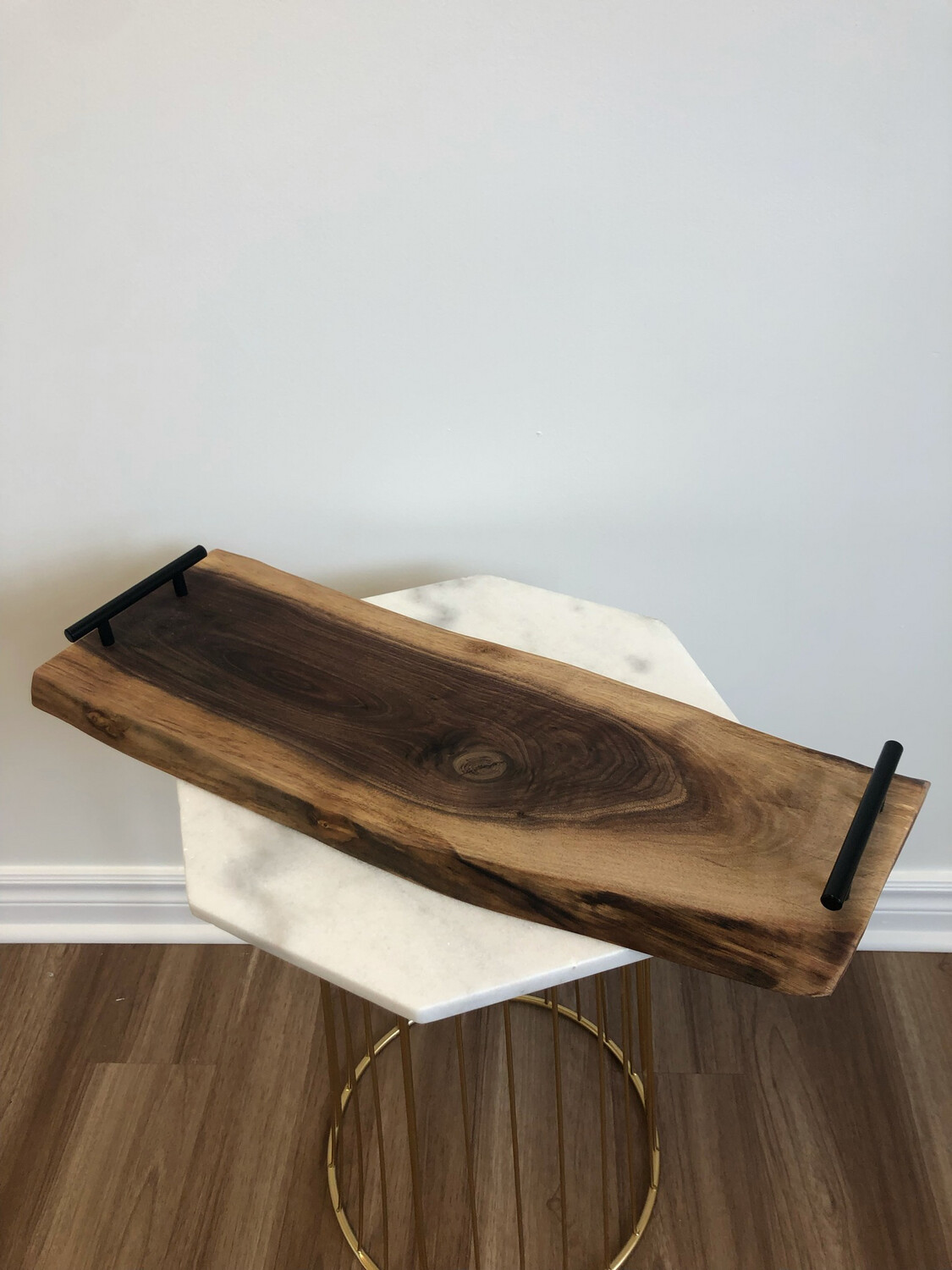 Live Edge Tray w/ Black Handles