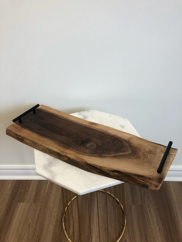 Live Edge Tray w/ Black Handles