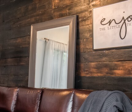 Oversized Grey/Brown Wood Framed Mirror