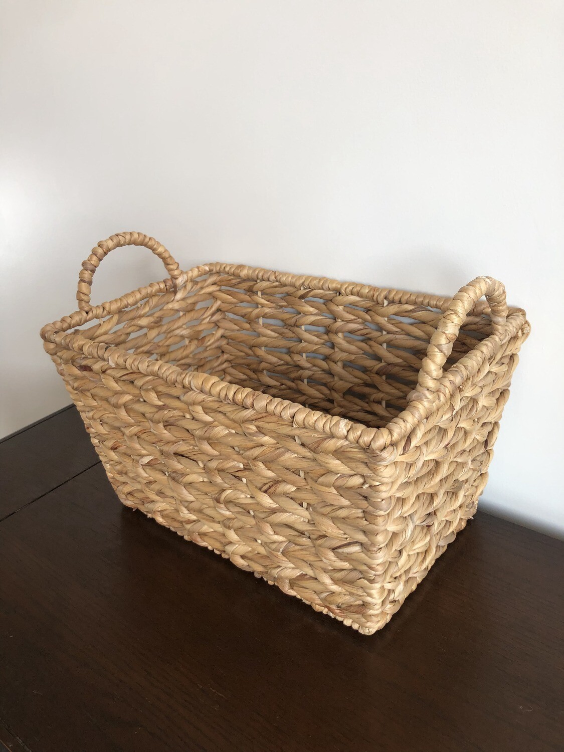 Blonde Wicker Floor Basket w/ Handles