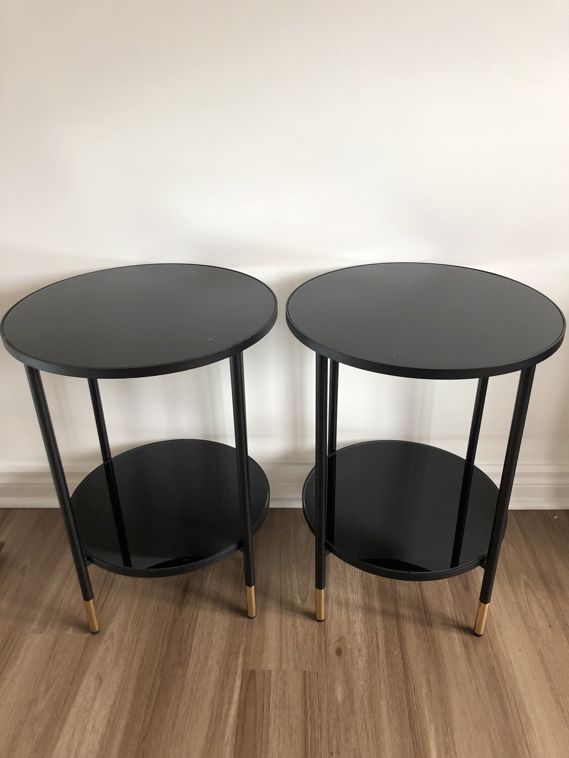Black Glass End Table - Set Of 2