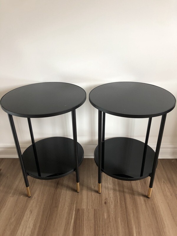 Black Glass End Table - Set Of 2