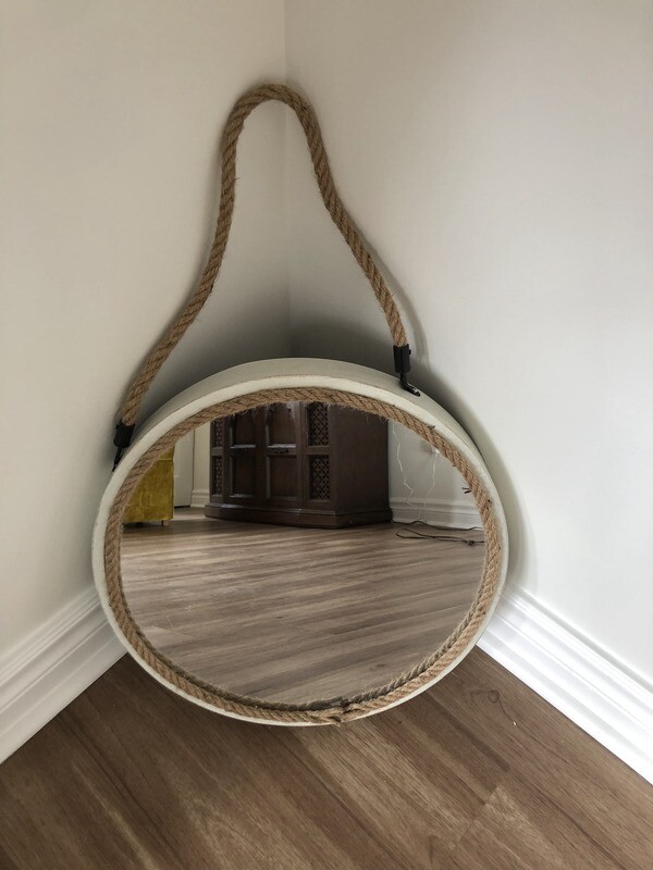 White Framed Rope Mirror