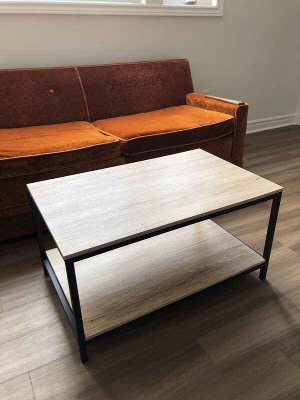 Modern Faux Wood & Metal Coffee Table