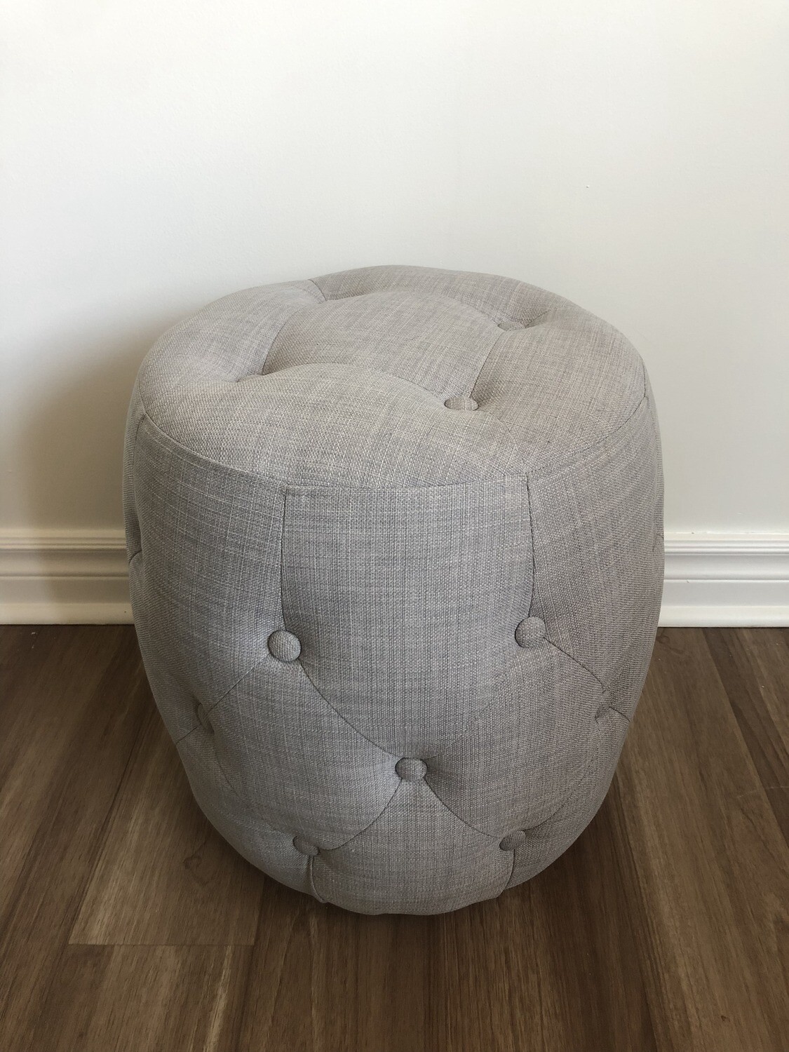 Light Grey Tufted Ottoman