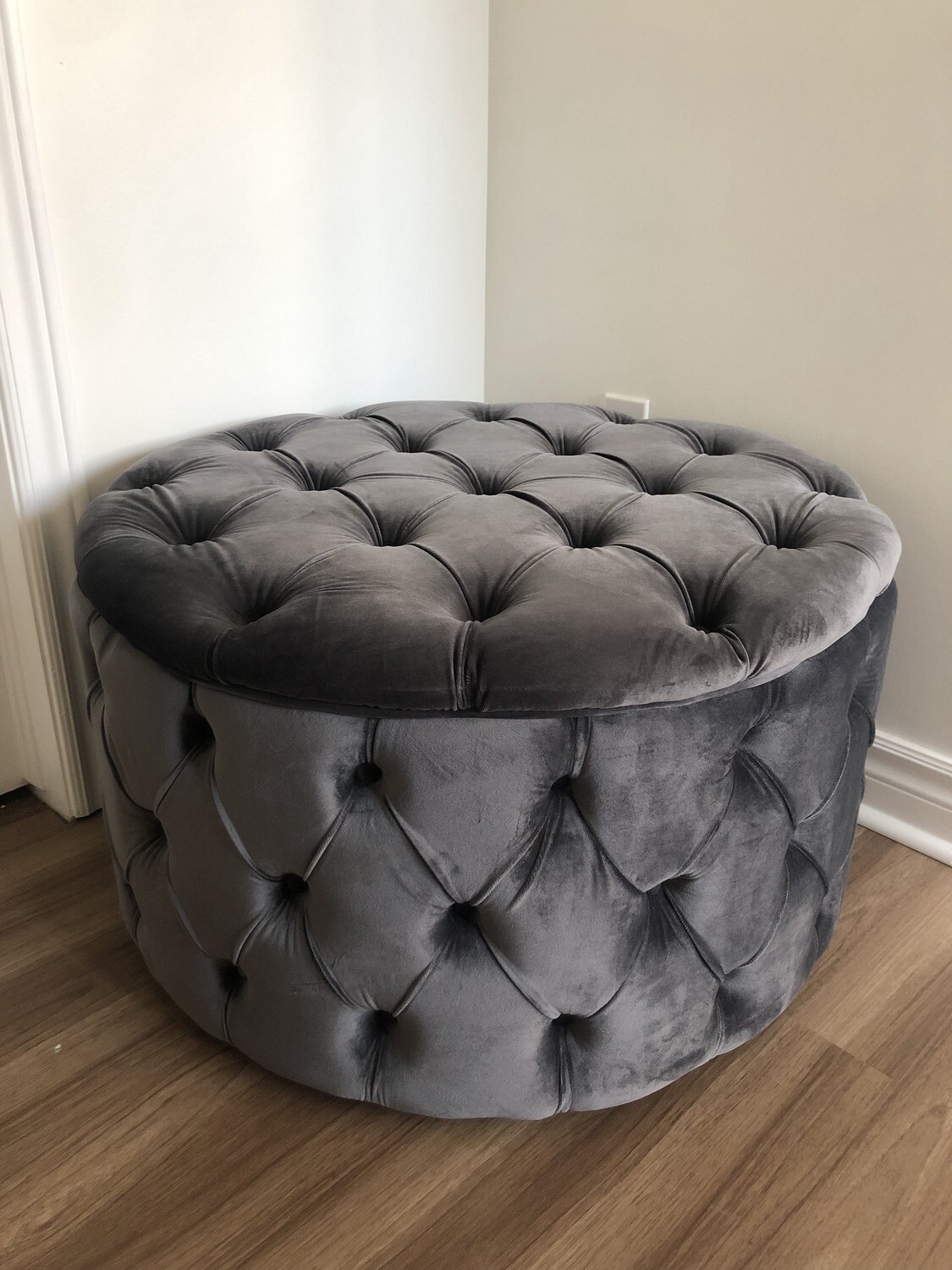 Dark Grey Large Tufted Ottoman