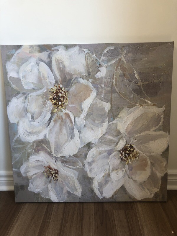 Grey & White Flower Canvas