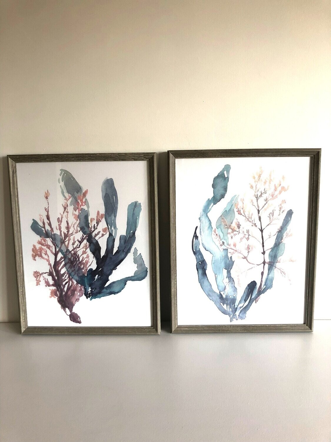 Wood Framed Coral Art - Set Of 2