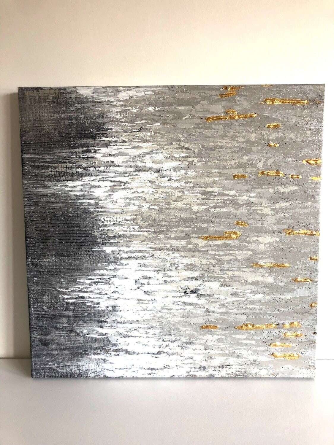 Grey & Gold fleck Glitter Canvas - Set Of 3