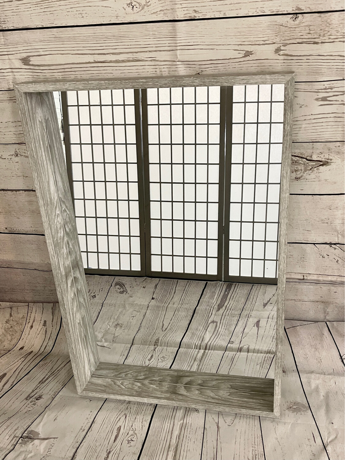 White Wood Grain Mirror