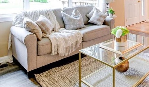 Cream/Grey Colored Sofa