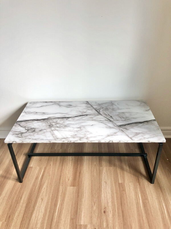White Faux Marble Coffee Table