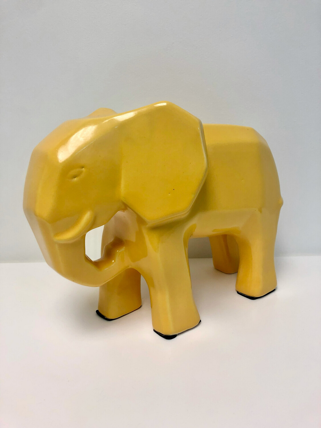 Yellow Ceramic Elephant Statue