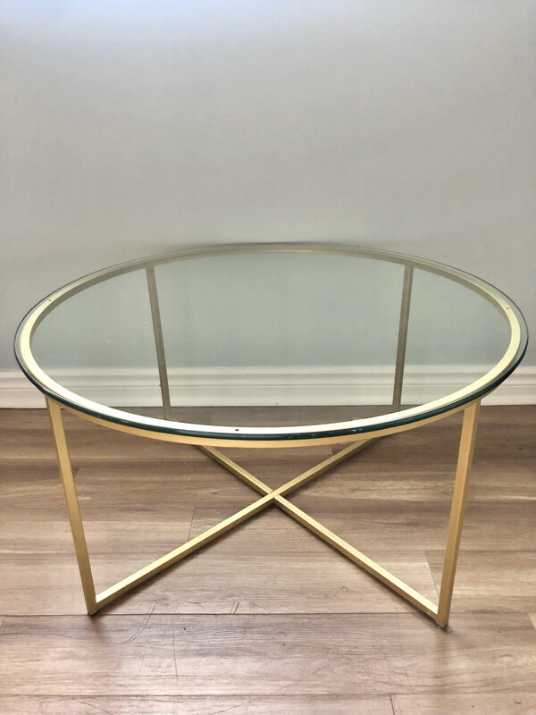 Round Gold & Glass Coffee Table