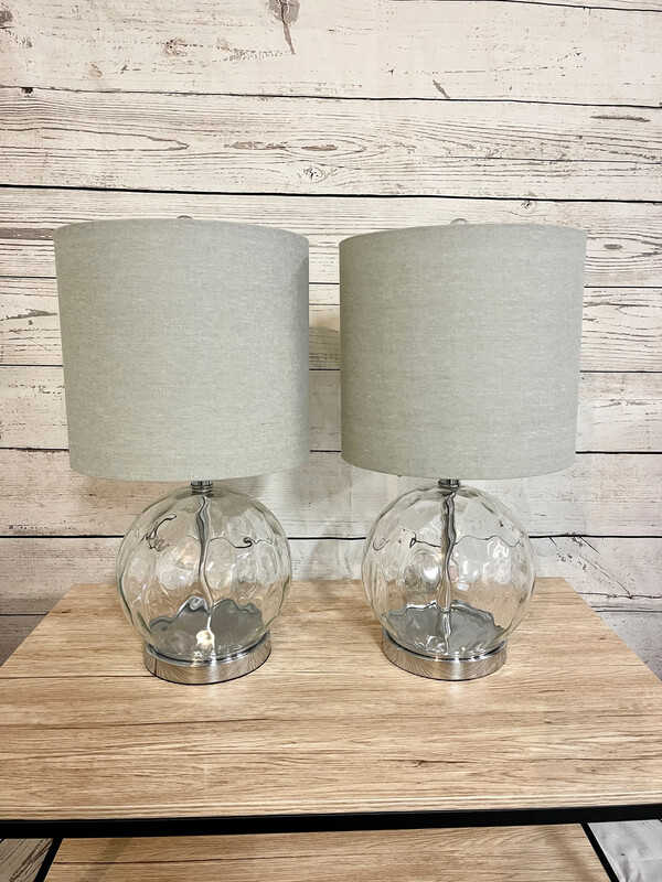 Round Textured Glass Lamp - Set Of 2