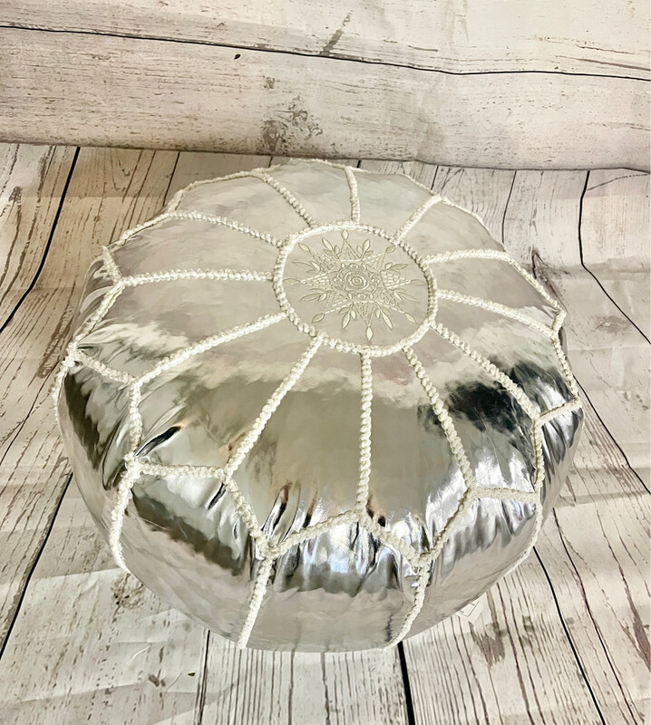 Stitched Chrome Pouf