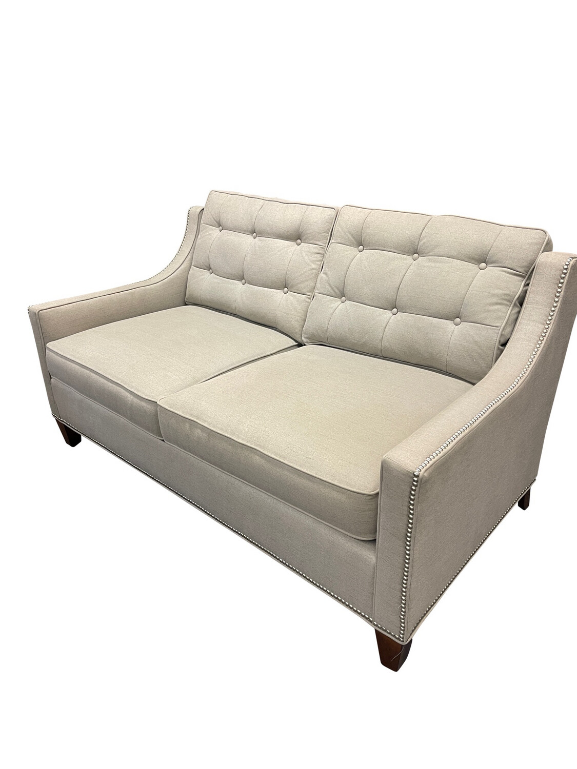 Light Beige Nailhead Loveseat/Small Sofa