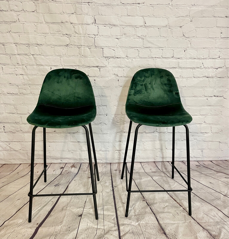 Emerald Green Velvet COUNTER Stool - Set Of 2