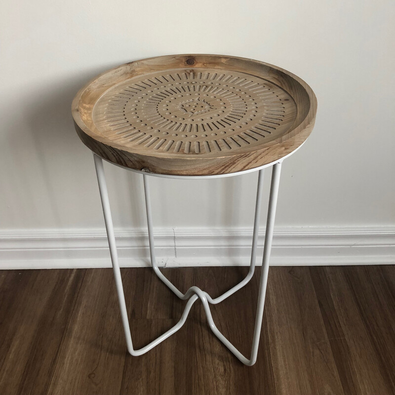 Boho Style Wood End Table - Set Of 2