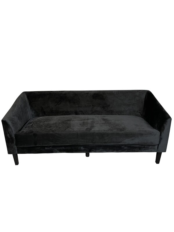 Chic Black Velour Sofa