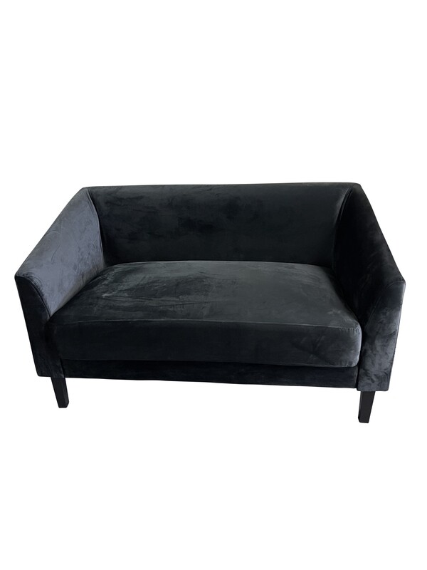 Chic Black Velour Loveseat