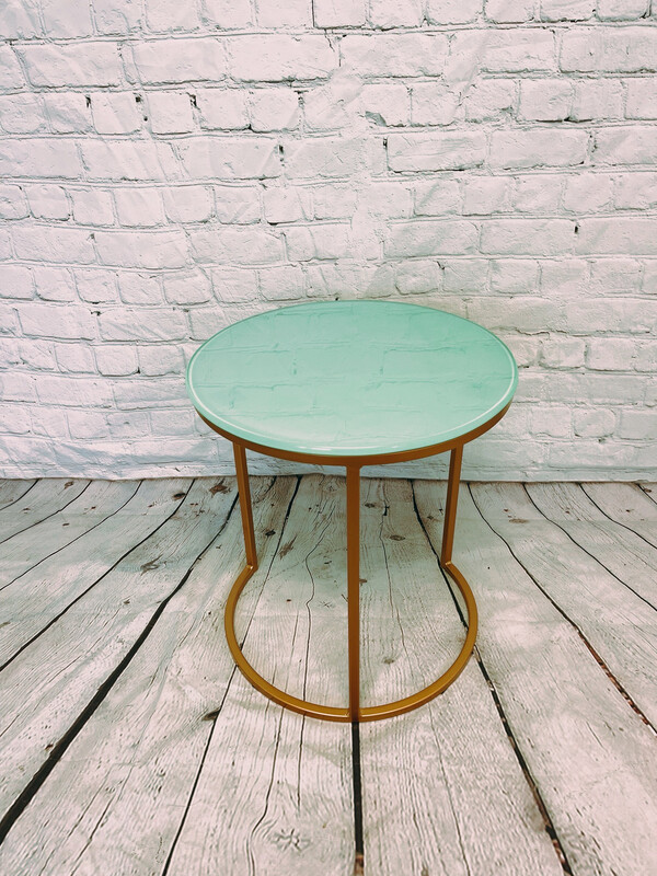 Single Gold & Powder Blue End Table