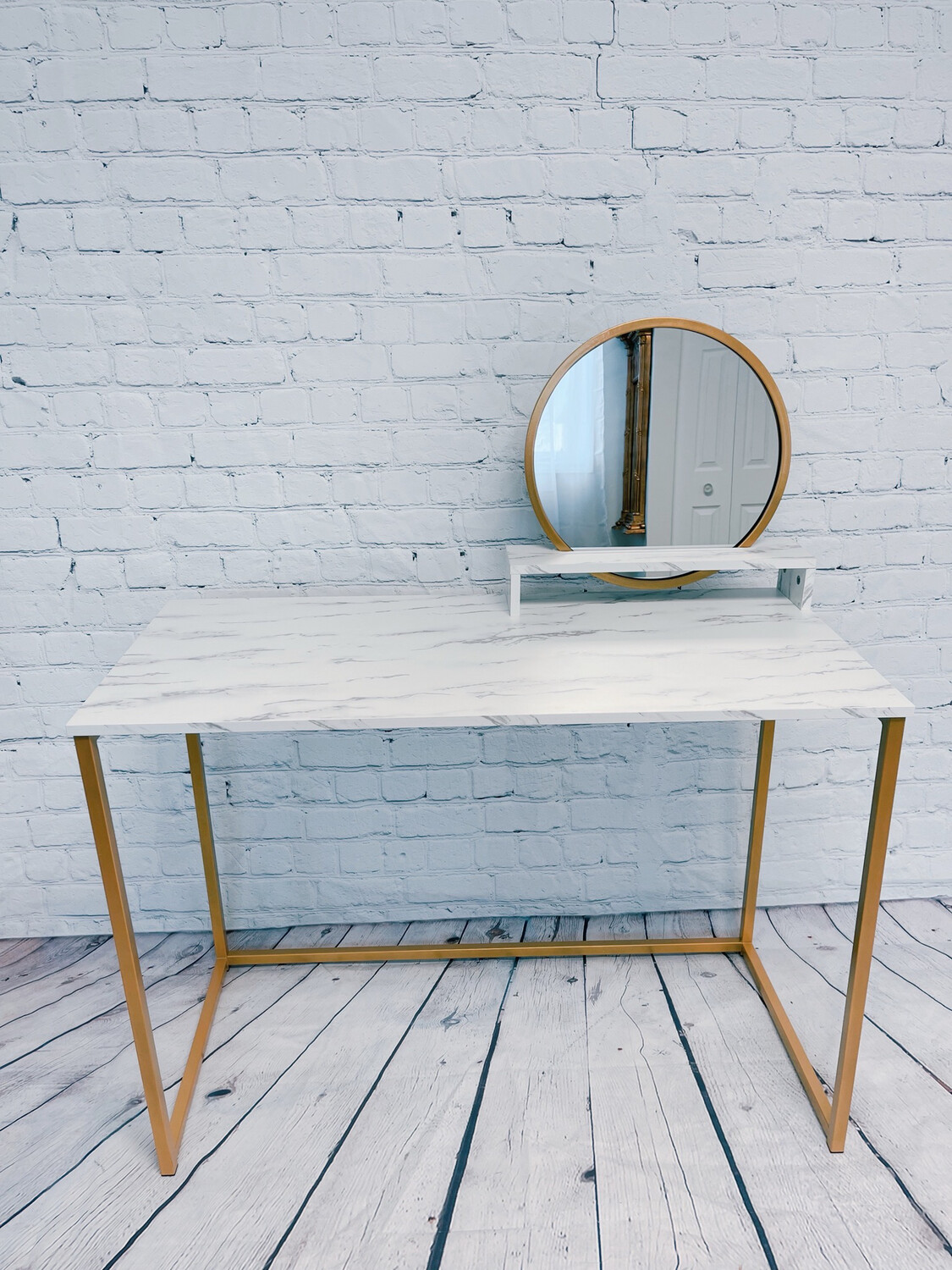 Faux Marble & Gold Desk or Vanity Table