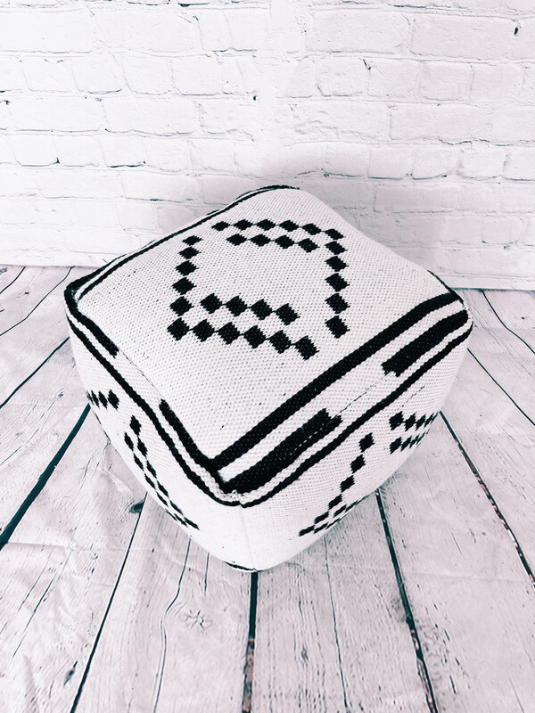 Black & White Boho Pouf