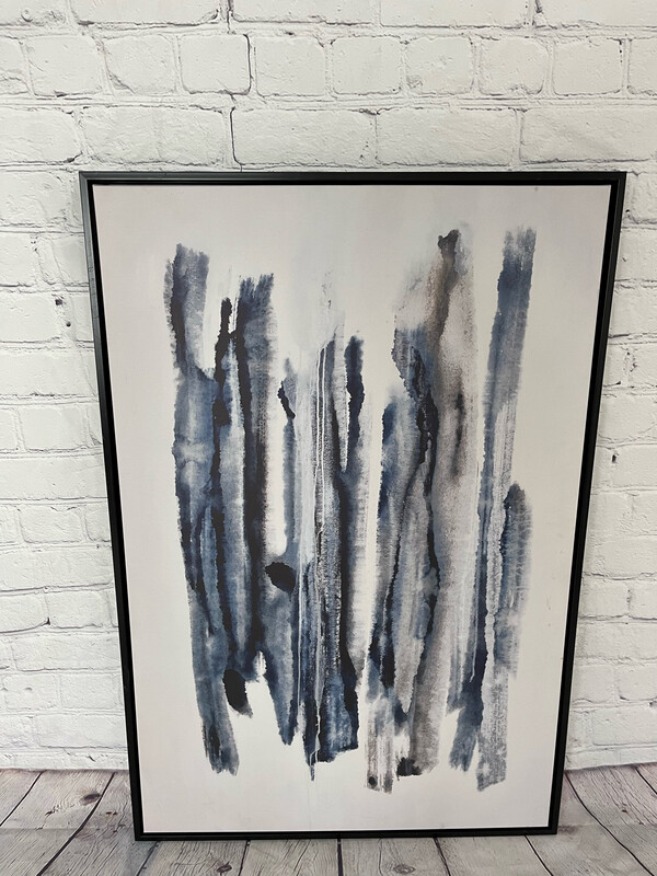 Framed Abstract Blue/Greys Canvas