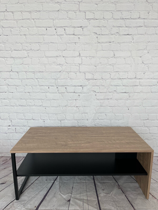 Faux Wood Coffee Table w/ Black Shelf