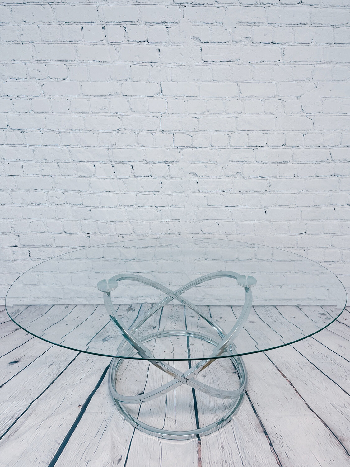 Chrome & Glass Oval Coffee Table