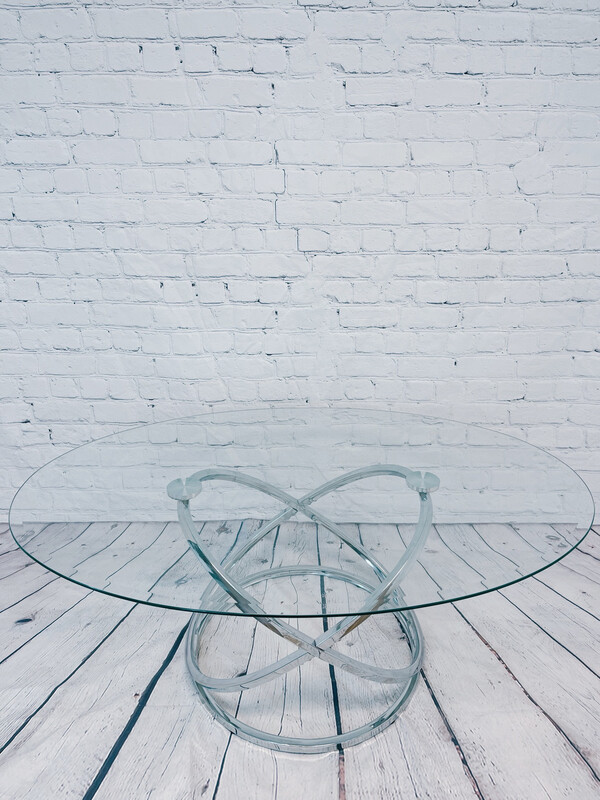 Chrome & Glass Oval Coffee Table