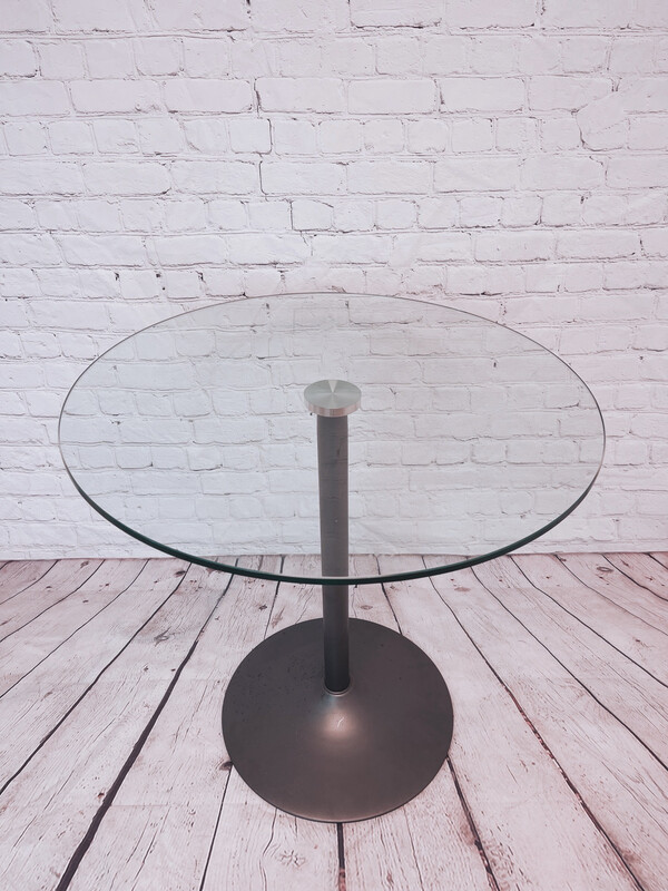 Round Glass & Metal Base Dining Table - Seats 2