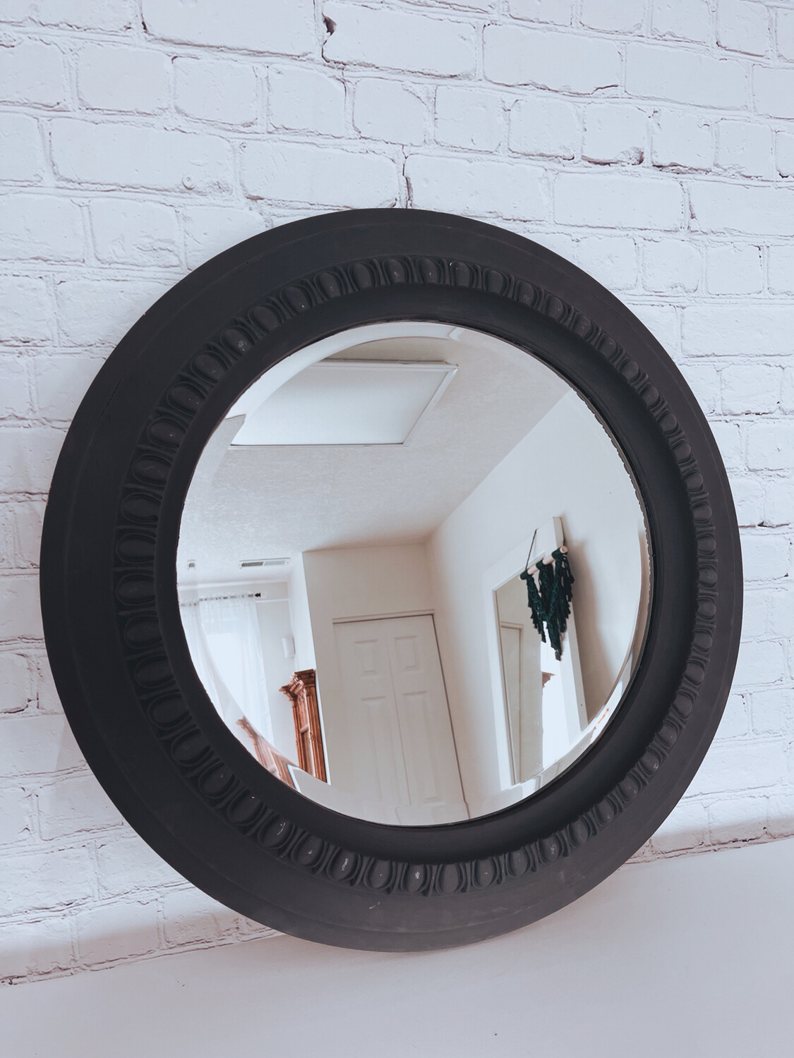 Round Gun Metal Mirror