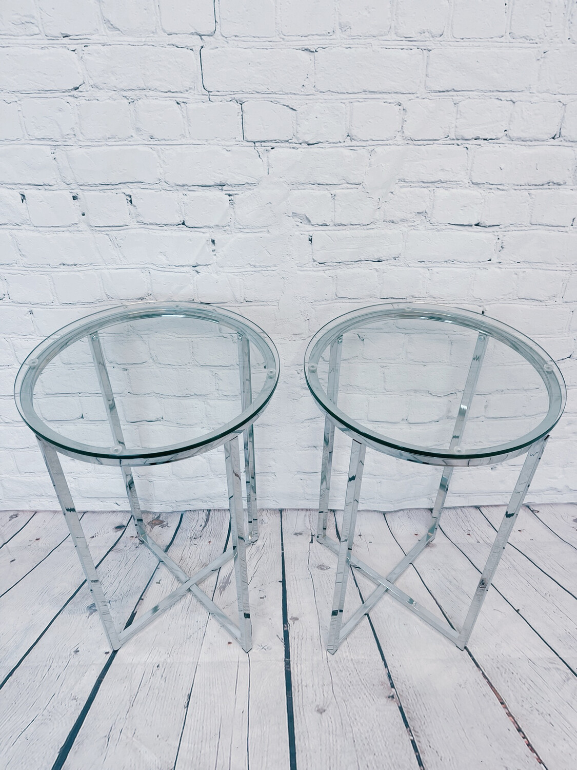 Chrome & Glass End Table - Set Of 2