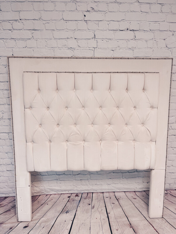 Full Size Headboard - White Nailhead