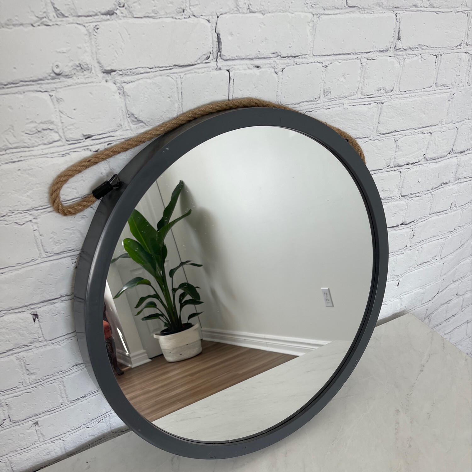 Grey Framed Rope Mirror