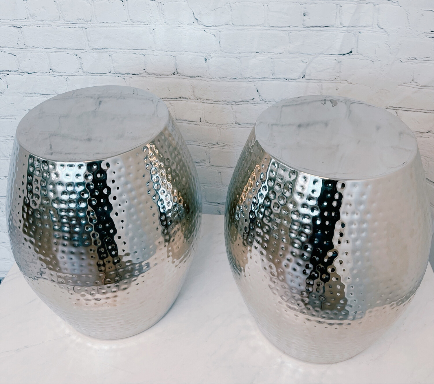 Stamped Chrome End Table - Set Of 2