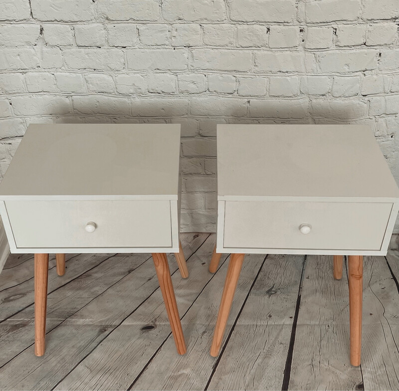 Modern White & Wooden Table - Set of 2
