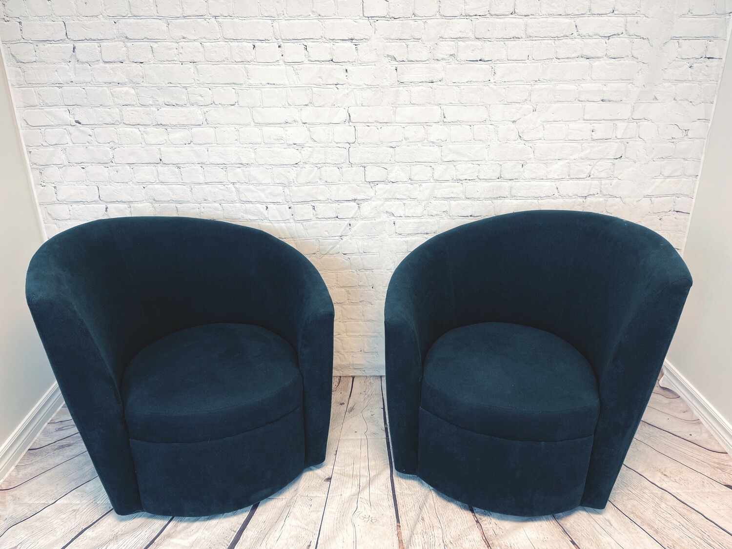 Dark Blue Arm Swivel Chair - Set Of 2