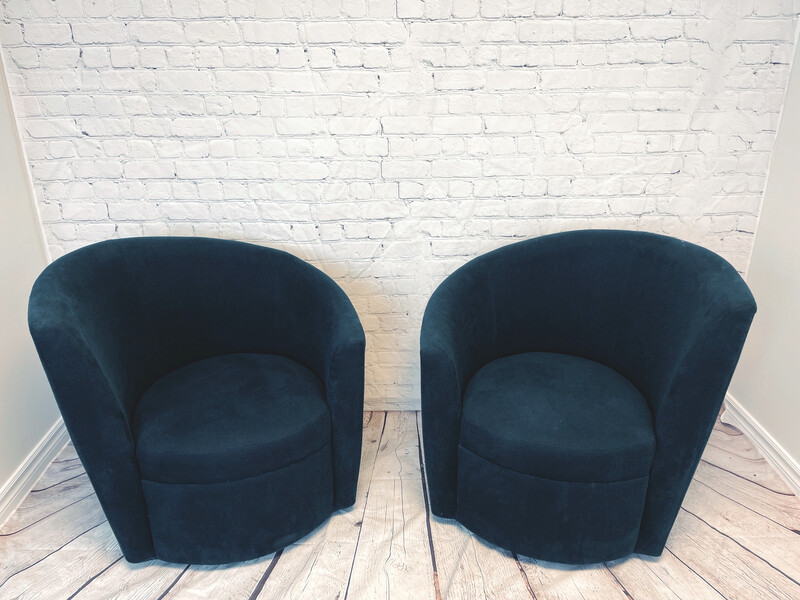 Dark Blue Arm Swivel Chair - Set Of 2