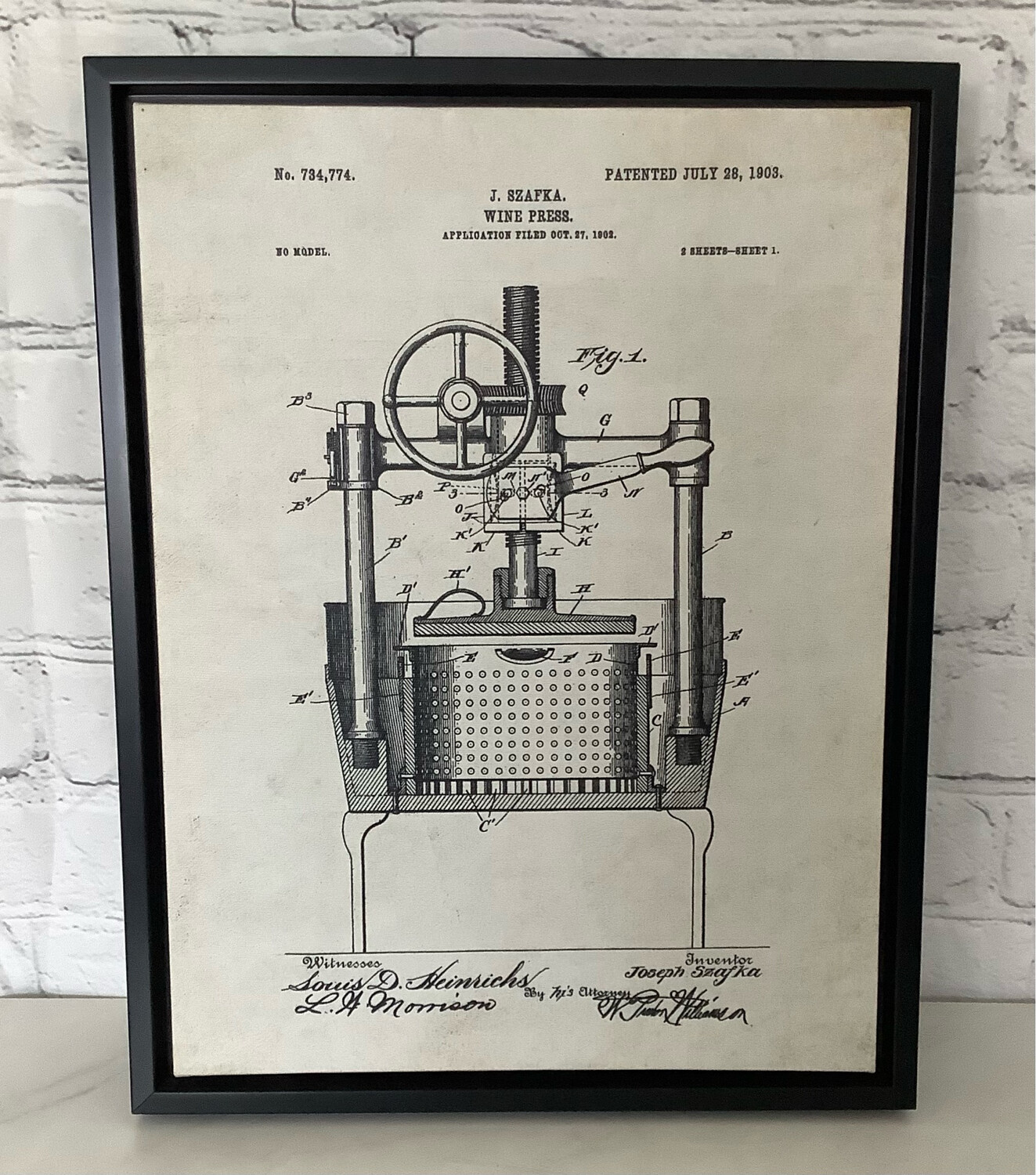 Framed Wine Press Canvas