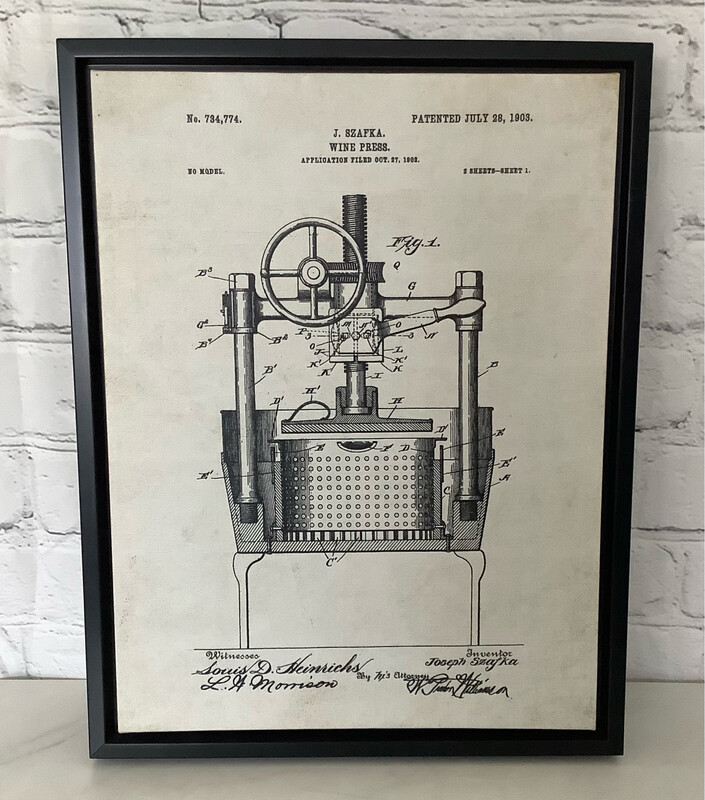 Framed Wine Press Canvas