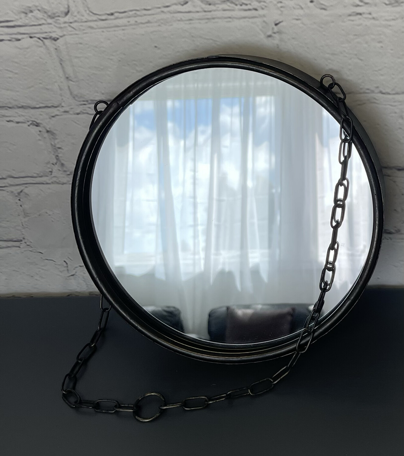 Gunmetal Hanging Mirror w/ Chain