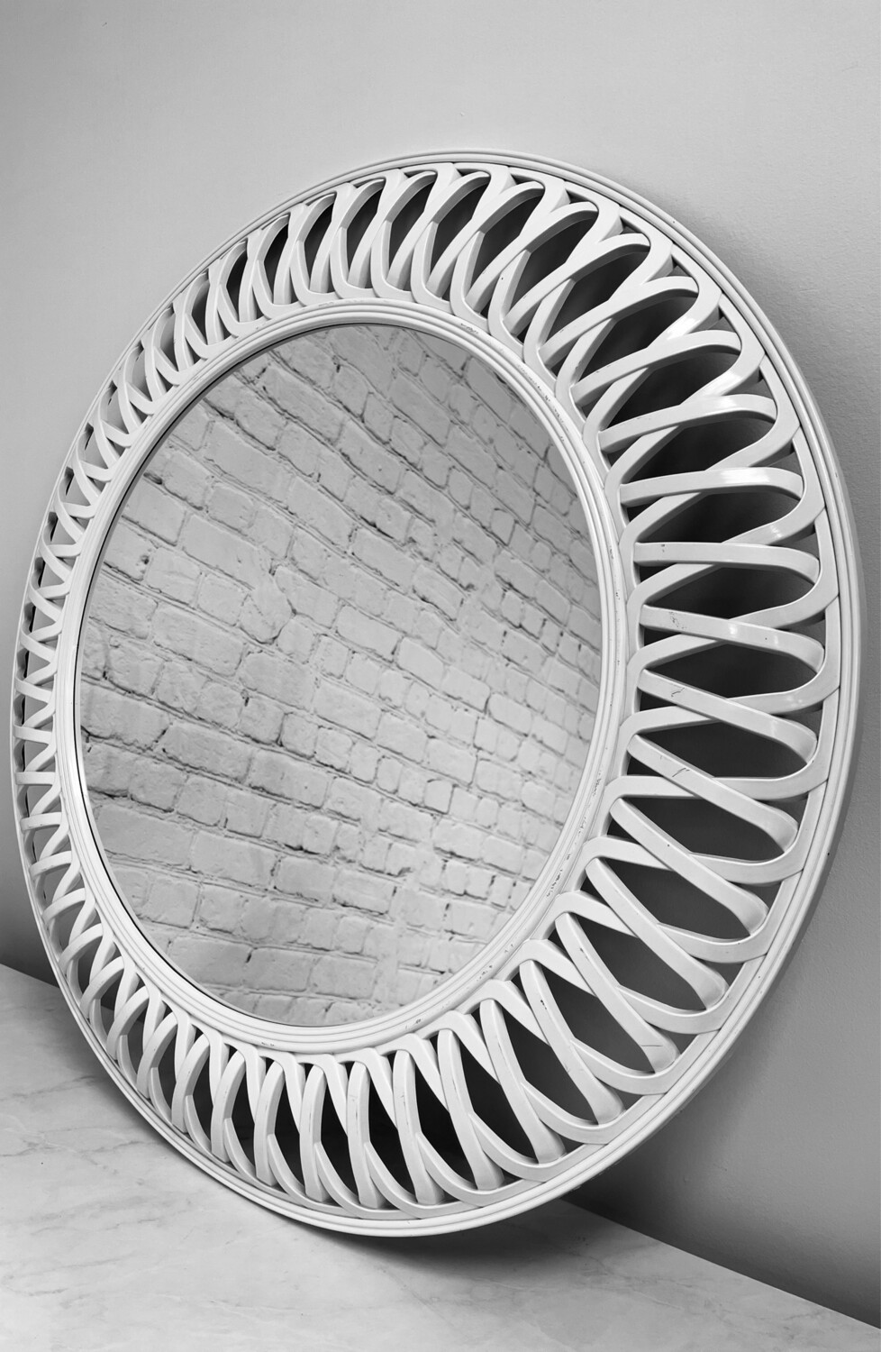 White Spiral Framed Mirror