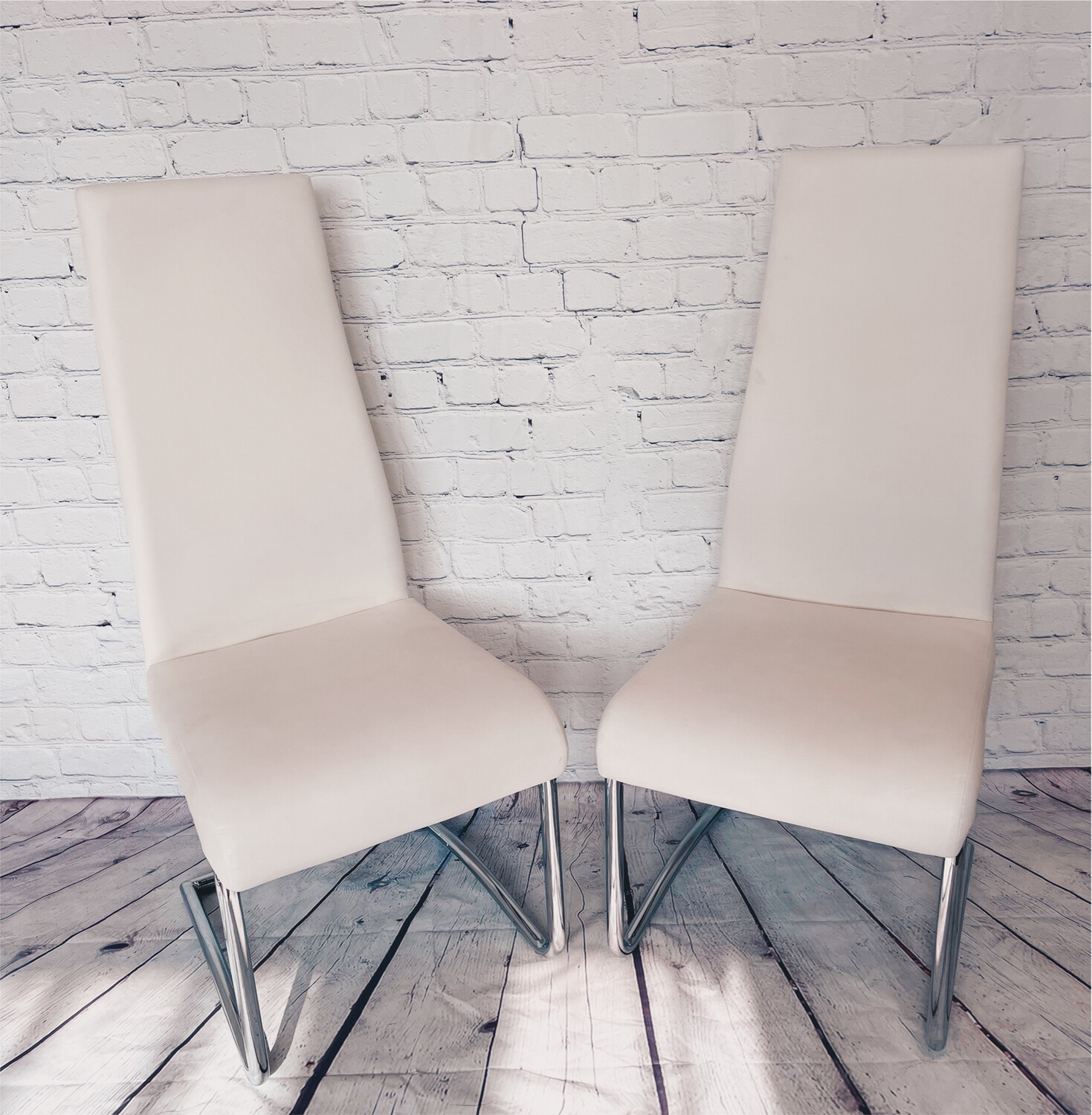 Trendy White & Chrome Dining Chair - Set Of 4