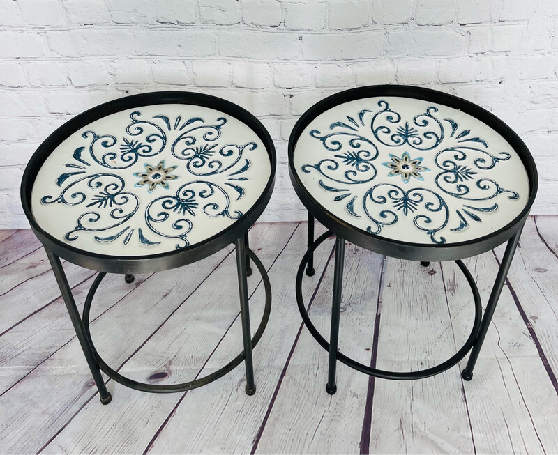 Indoor/Outdoor Metal End Table - Set Of 2