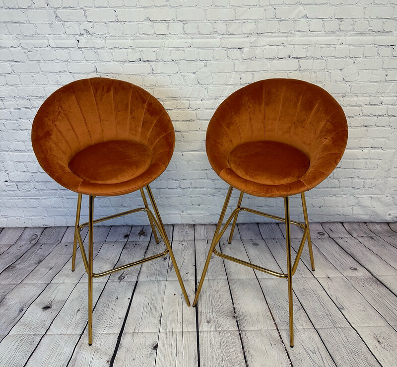 Ginger Velvet BAR Stool - Set of 2