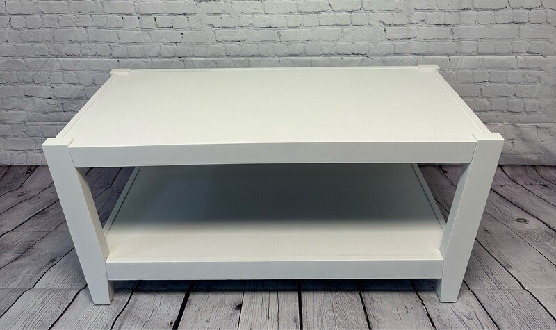 White Solid Wood Rectangular Coffee Table